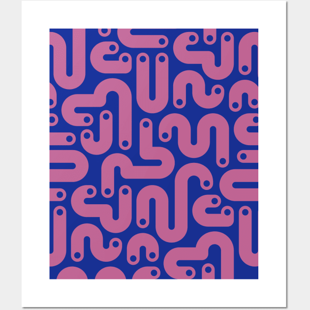 JELLY BEANS Squiggly New Wave Postmodern Abstract 1980s Geometric in Peony Purple with Blue Dots - UnBlink Studio by Jackie Tahara Wall Art by UnBlink Studio by Jackie Tahara